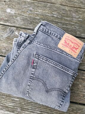 Y2K ⭐ Mens Vintage Levi's Black-Grey Washed 505 Straight Leg Jeans. 36/30